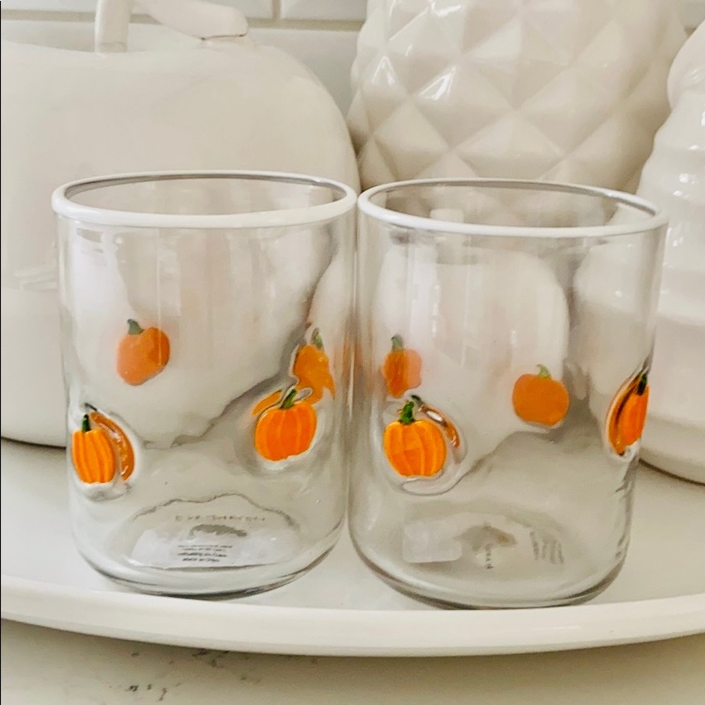 Anthropologie 🎃Harvest Pumpkin Juice Glasses - Picture 1 of 16